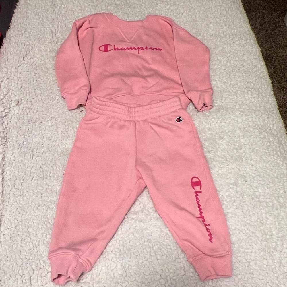 Champion Kids Light Pink Sweatpants and Sweatshirt Set